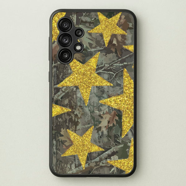 Camo And Glitter Stars Pattern - Clean Girl Aesthetic Phone Case for Galaxy A13