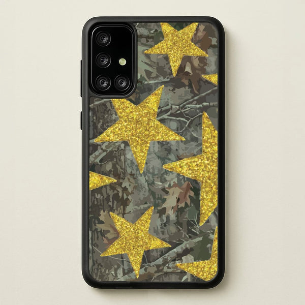 Camo And Glitter Stars Pattern - Clean Girl Aesthetic Phone Case for Galaxy A71