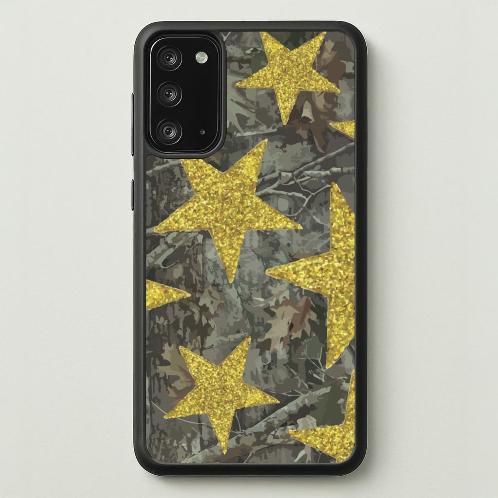 Camo And Glitter Stars Pattern - Clean Girl Aesthetic Phone Case for Galaxy Note 20