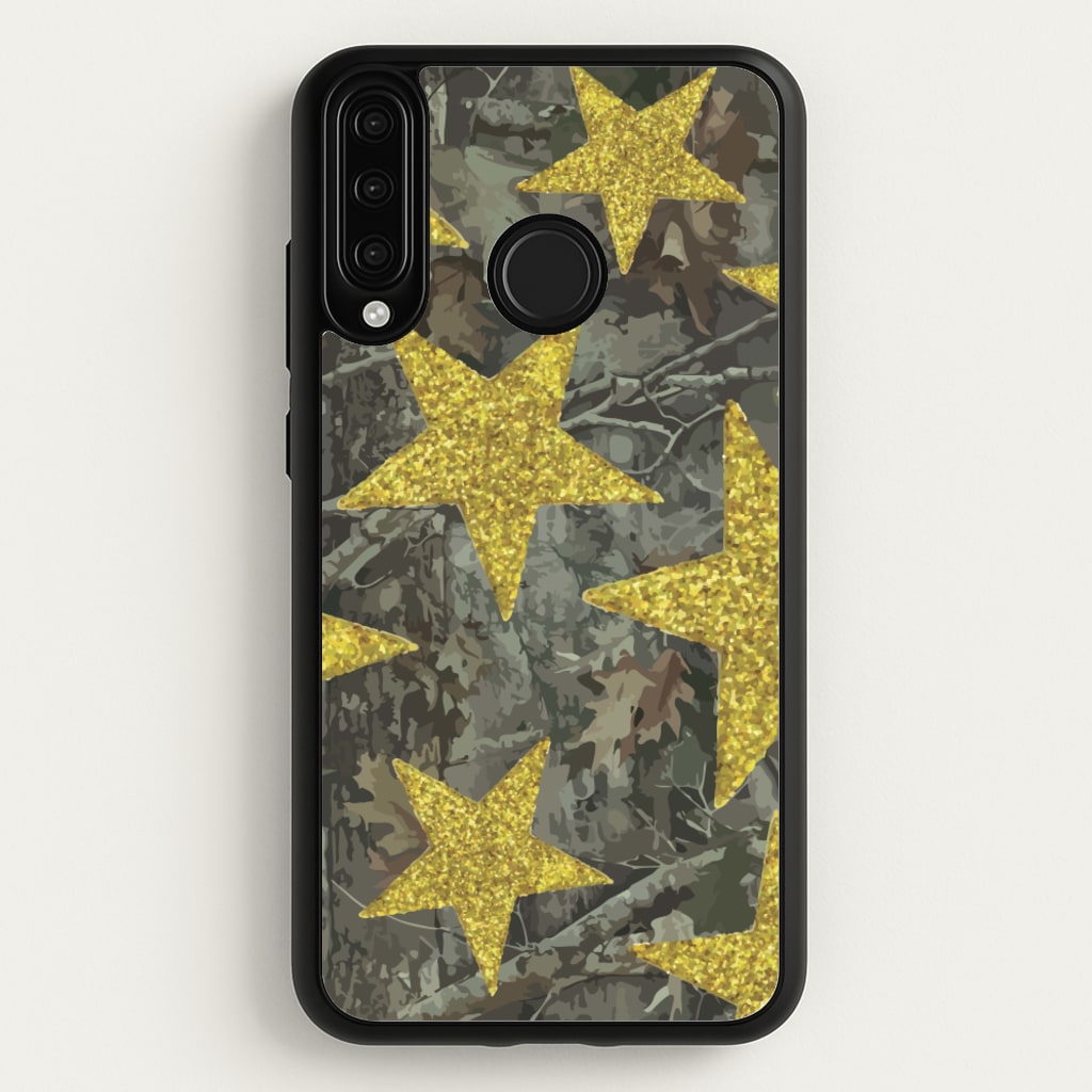 Camo And Glitter Stars Pattern - Clean Girl Aesthetic Phone Case for Huawei P30 Lite