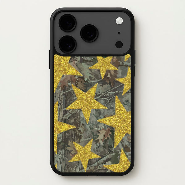 Camo And Glitter Stars Pattern Phone Case for iPhone 17 Pro