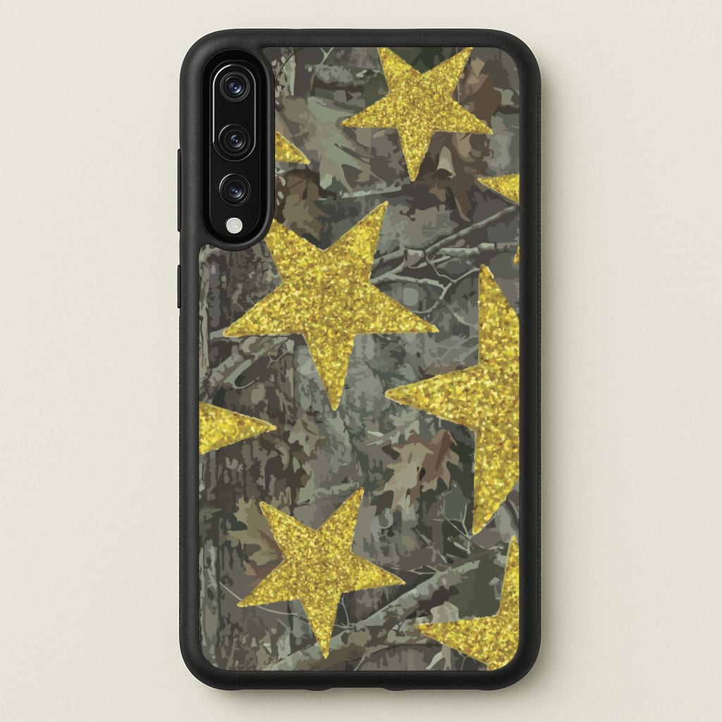 Camo And Glitter Stars Pattern - Clean Girl Aesthetic Phone Case for Huawei P20 Pro