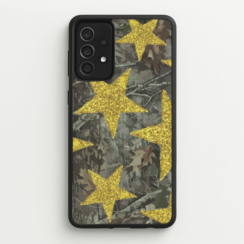 Camo And Glitter Stars Pattern - Clean Girl Aesthetic Phone Case for Galaxy A52 / A52s