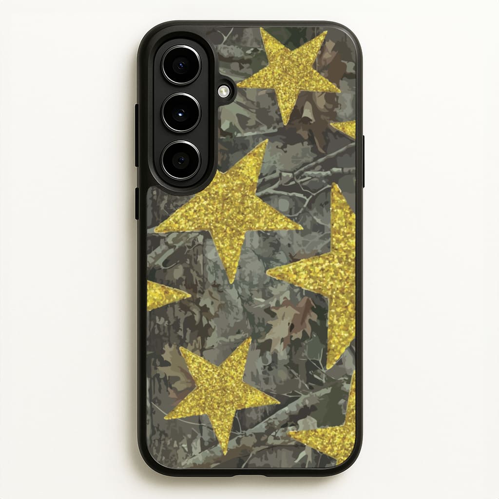 Camo And Glitter Stars Pattern - Clean Girl Aesthetic Phone Case for Galaxy A56