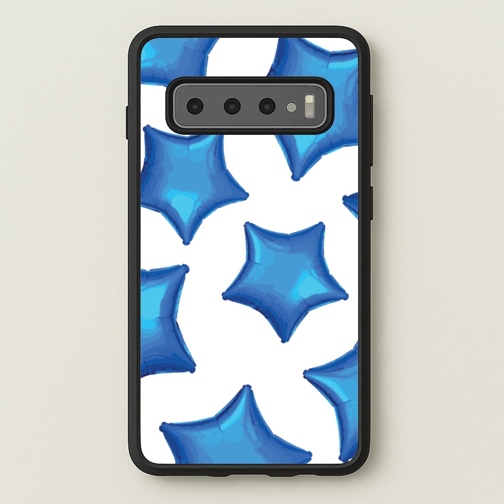 Blue Star Balloons Pattern - Clean Girl Aesthetic Phone Case for Galaxy S10 Plus