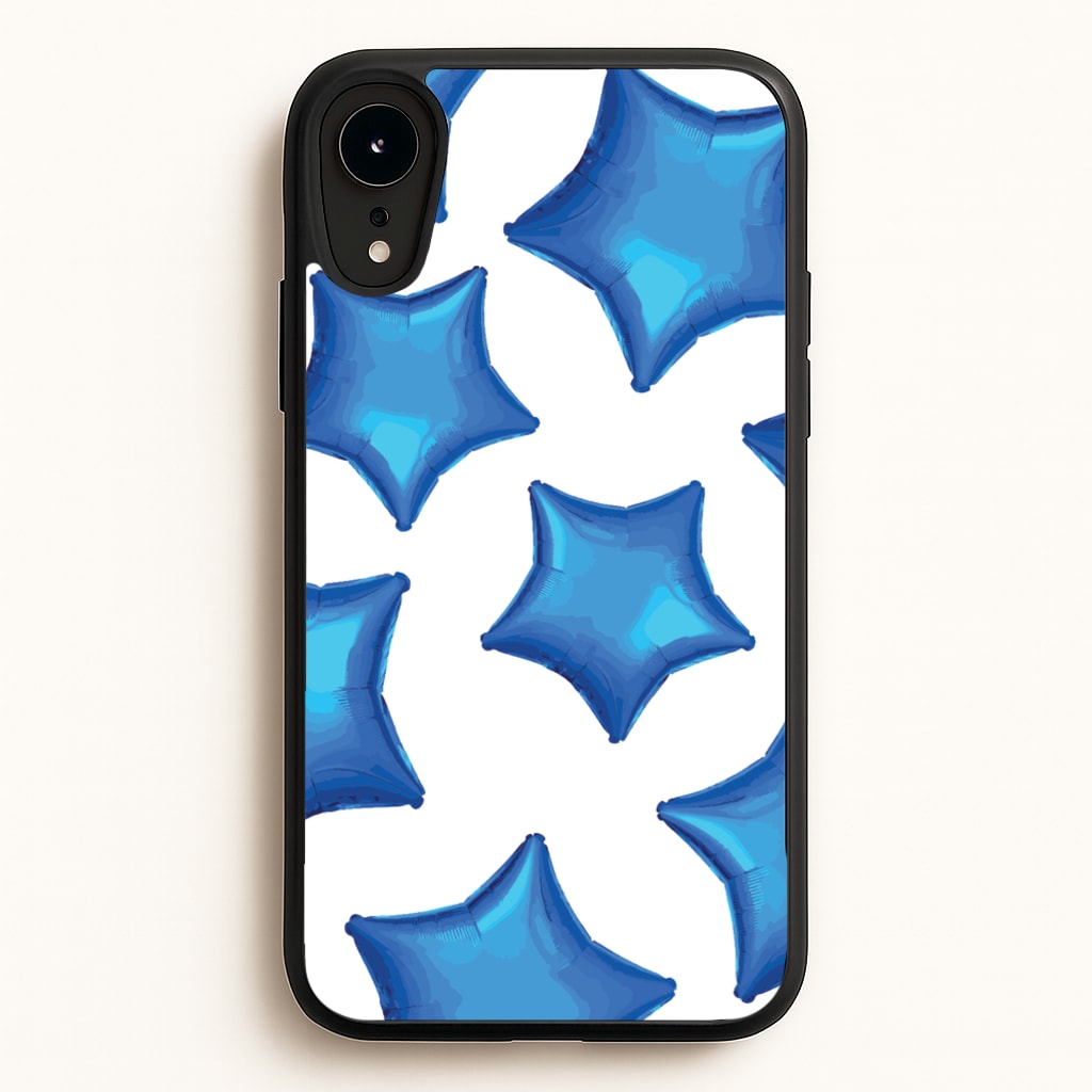 Blue Star Balloons Pattern - Clean Girl Aesthetic Phone Case for iPhone XR