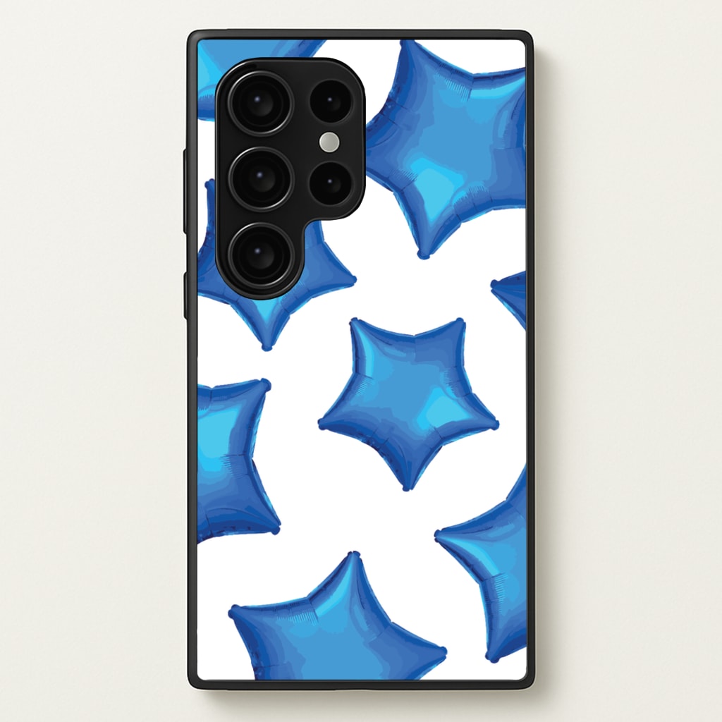 Blue Star Balloons Pattern - Clean Girl Aesthetic Phone Case for Galaxy S24 Ultra