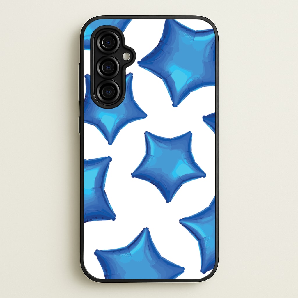 Blue Star Balloons Pattern - Clean Girl Aesthetic Phone Case for Galaxy A54
