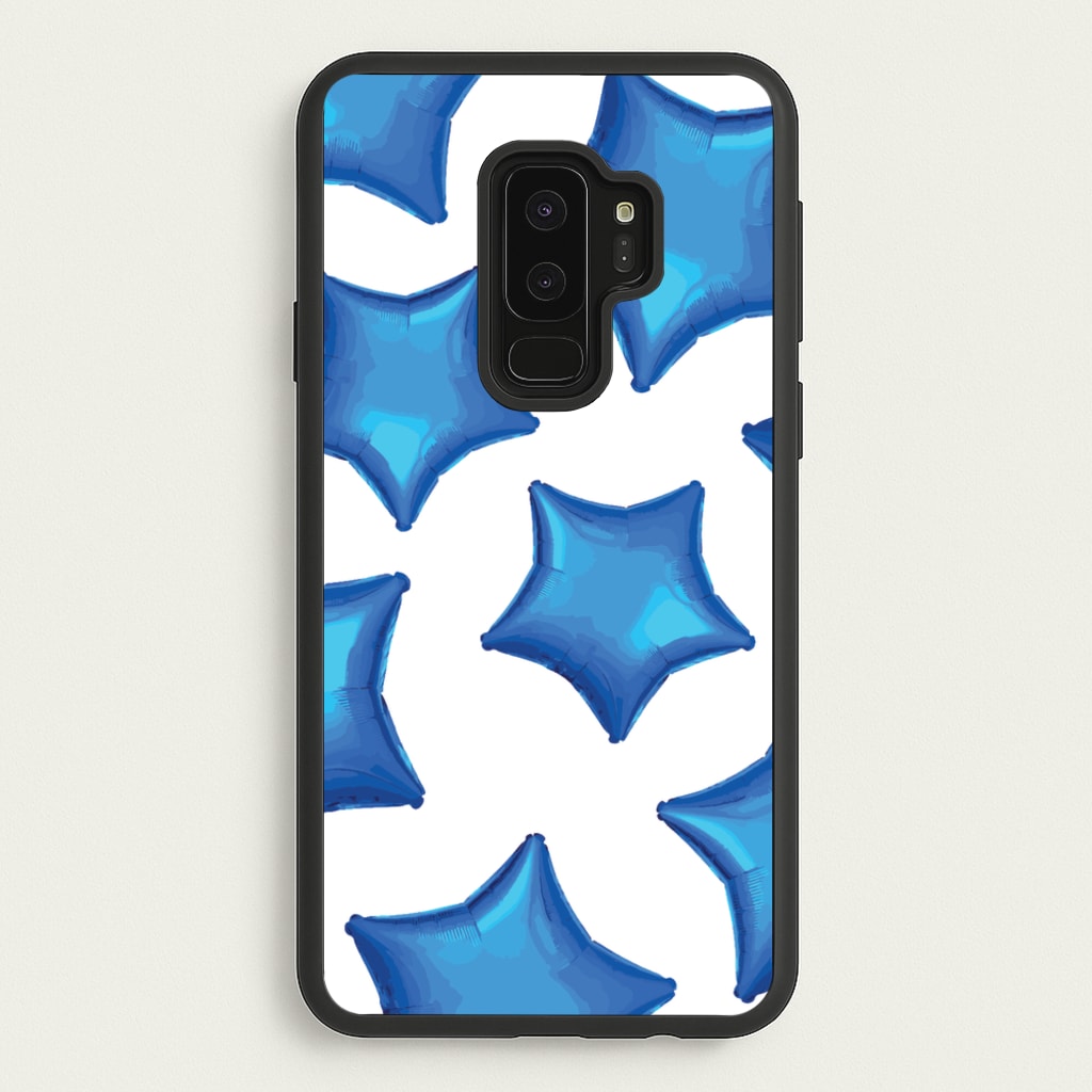 Blue Star Balloons Pattern - Clean Girl Aesthetic Phone Case for Galaxy S9 Plus