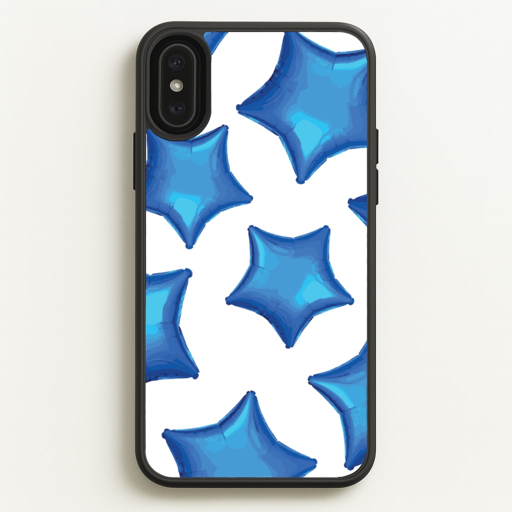 Blue Star Balloons Pattern - Clean Girl Aesthetic Phone Case for iPhone XS Max