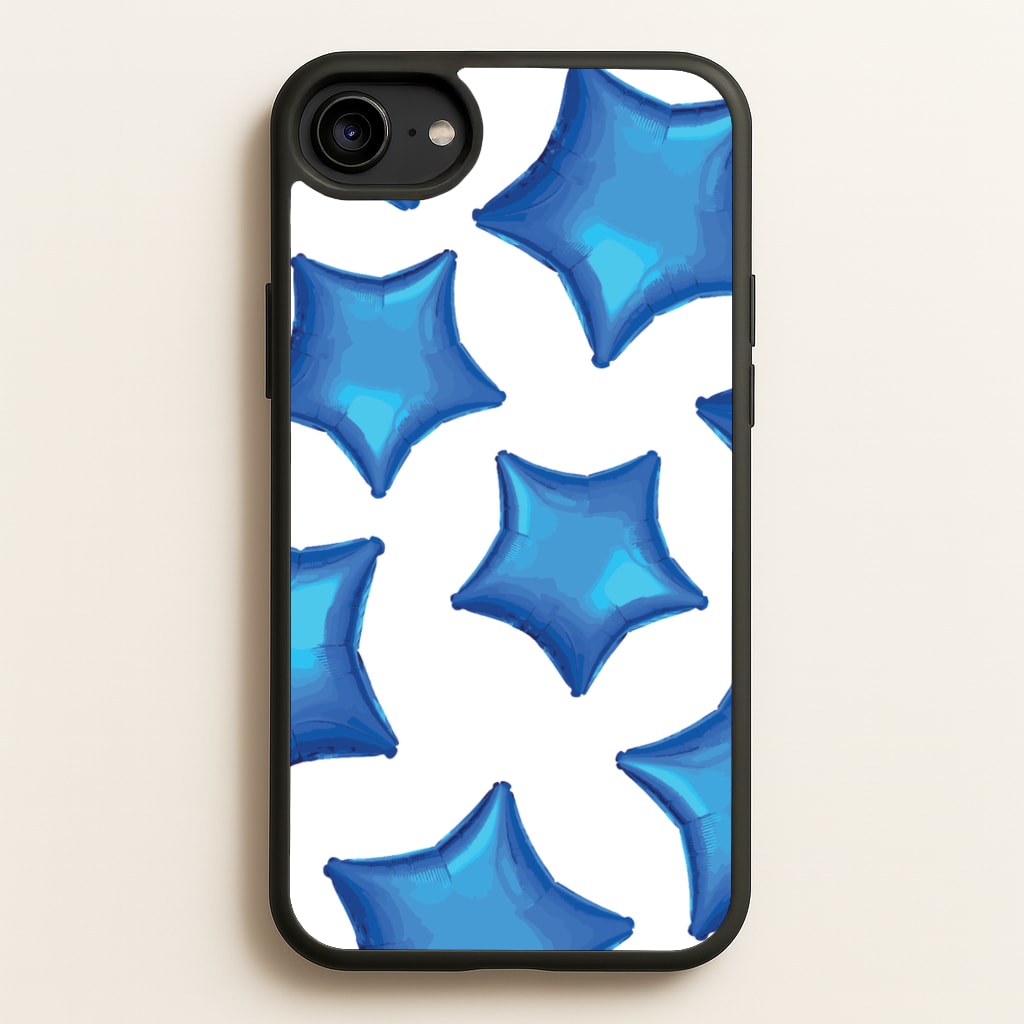 Blue Star Balloons Pattern - Clean Girl Aesthetic Phone Case for iPhone 6 / 7 / 8 / SE