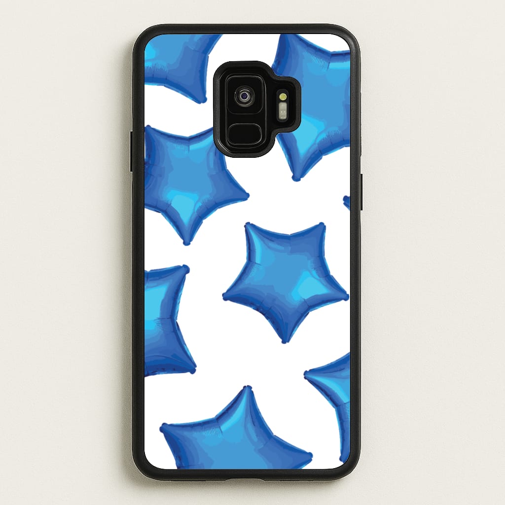 Blue Star Balloons Pattern - Clean Girl Aesthetic Phone Case for Galaxy S9