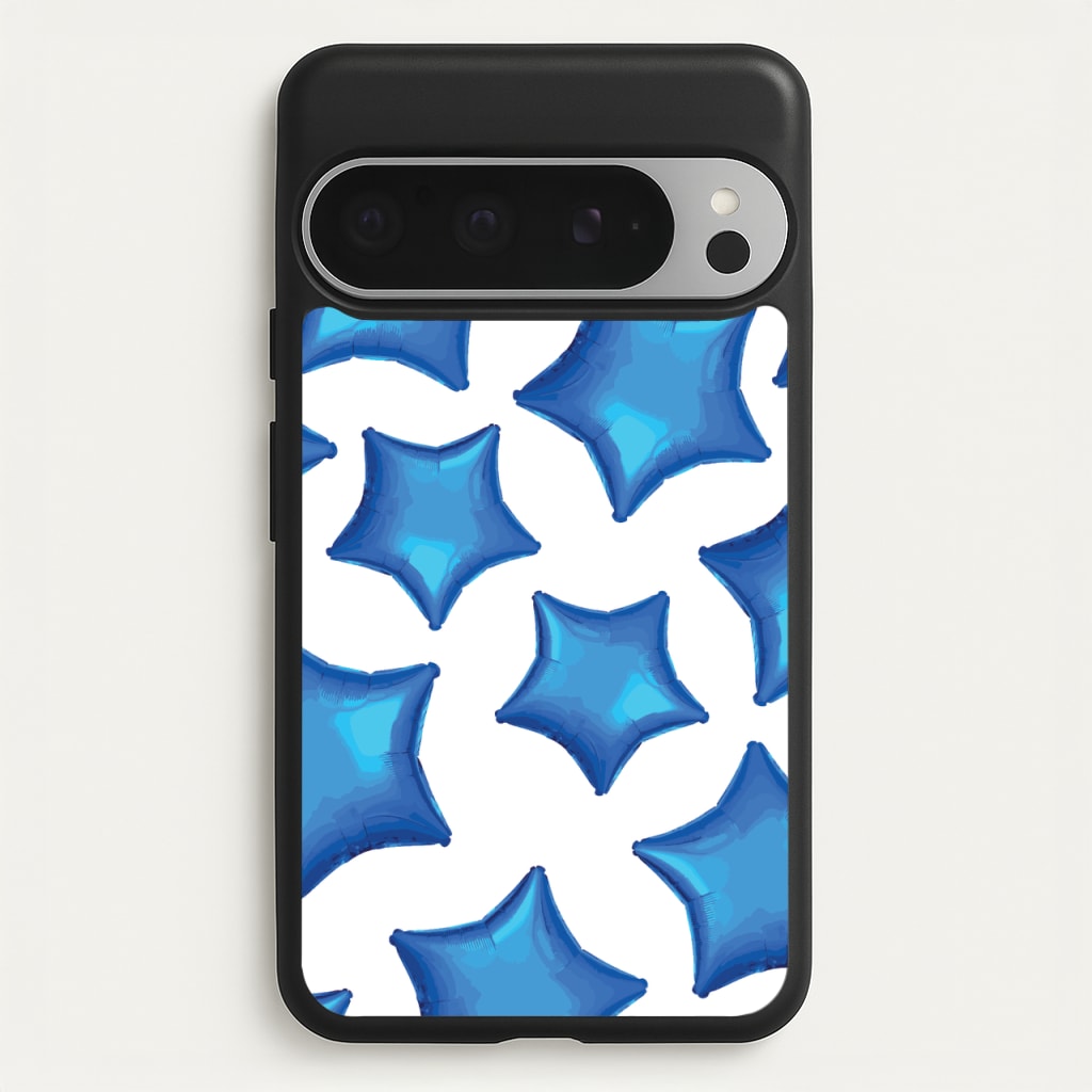 Blue Star Balloons Pattern - Clean Girl Aesthetic Phone Case for Google Pixel 9 Pro XL