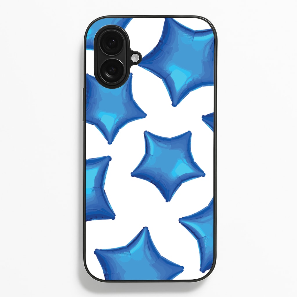 Blue Star Balloons Pattern - Clean Girl Aesthetic Phone Case for iPhone 16 Plus