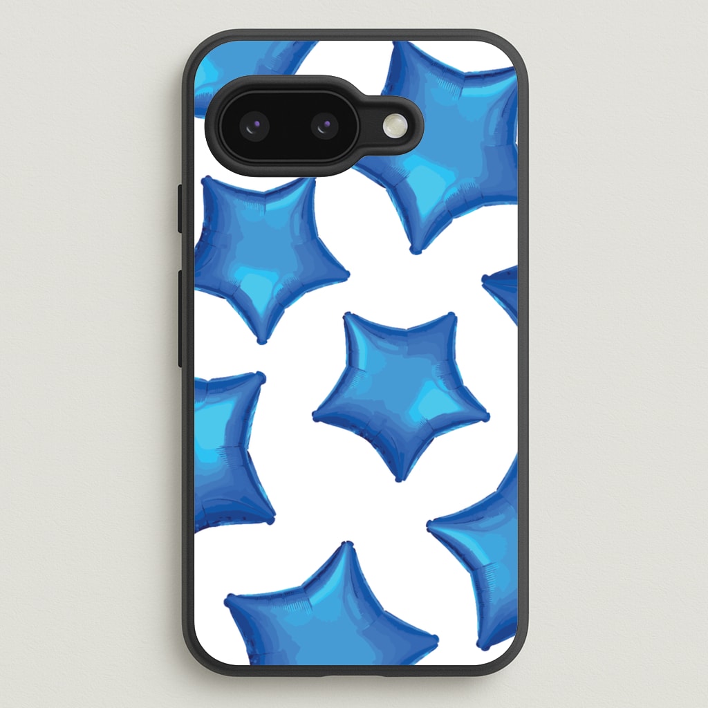 Blue Star Balloons Pattern - Clean Girl Aesthetic Phone Case for Google Pixel 9a