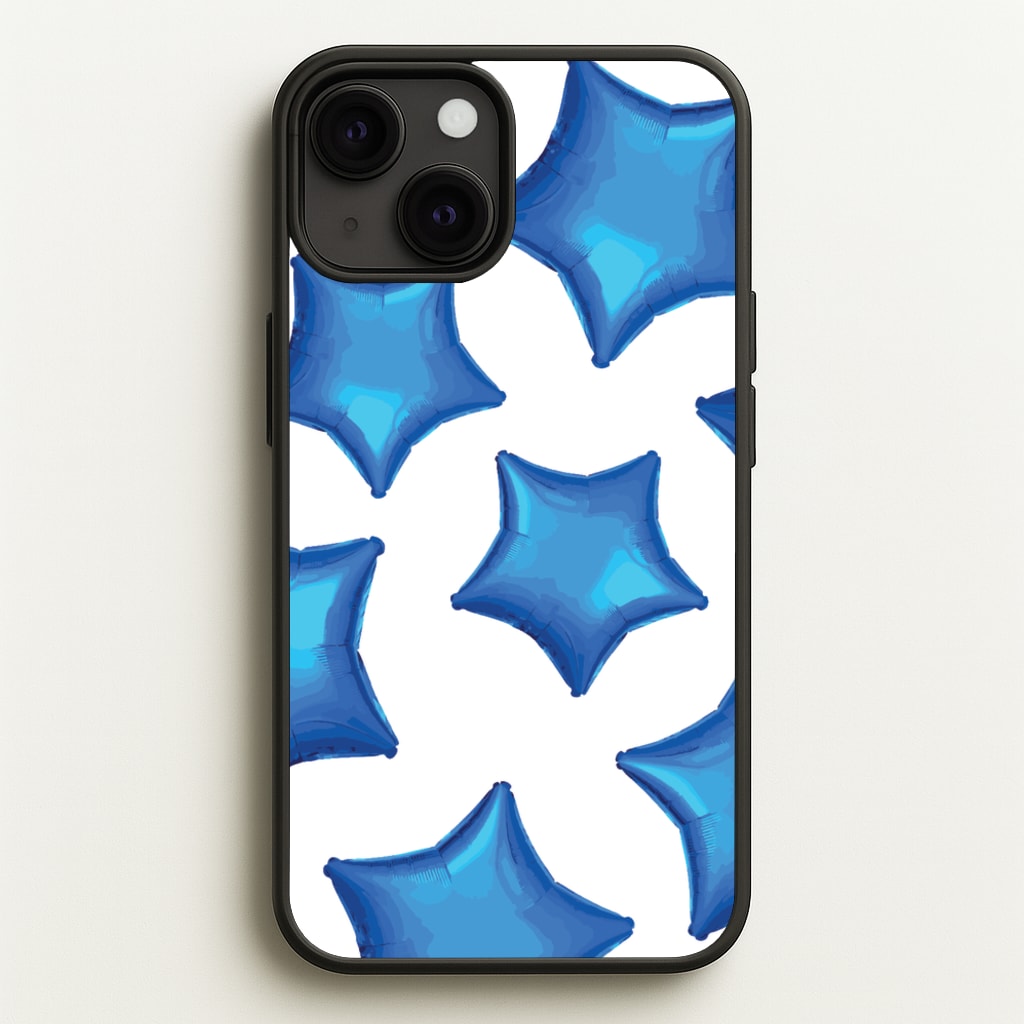 Blue Star Balloons Pattern - Clean Girl Aesthetic Phone Case for iPhone 13 Mini