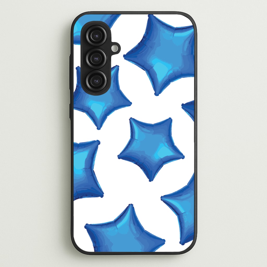 Blue Star Balloons Pattern - Clean Girl Aesthetic Phone Case for Galaxy S23FE