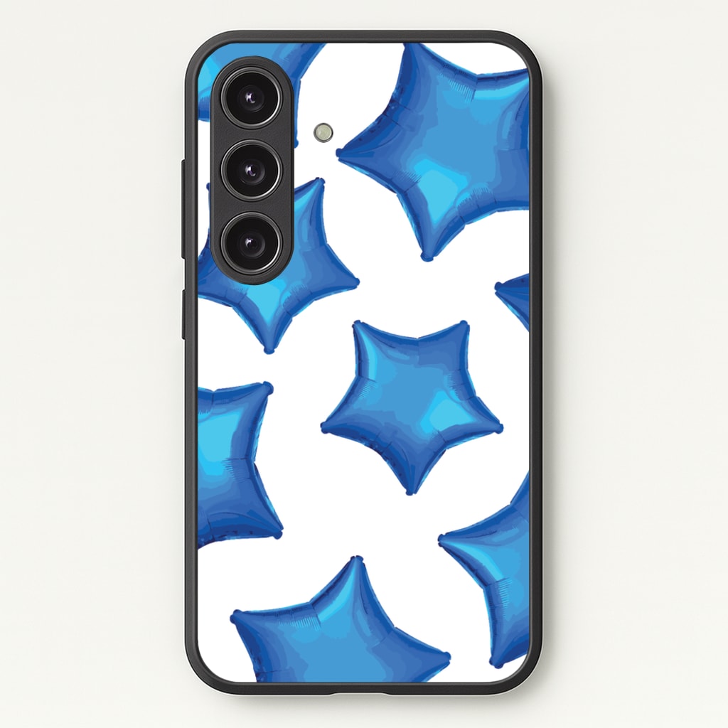 Blue Star Balloons Pattern - Clean Girl Aesthetic Phone Case for Galaxy S24