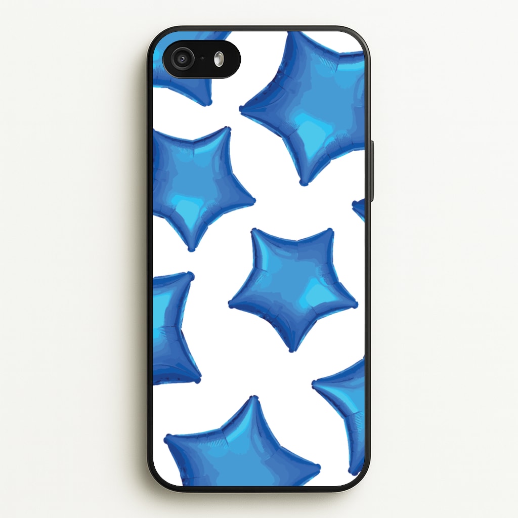 Blue Star Balloons Pattern - Clean Girl Aesthetic Phone Case for iPhone 5 / 5s / SE 2016