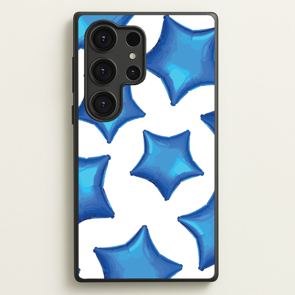 Blue Star Balloons Pattern - Clean Girl Aesthetic Phone Case for Galaxy S25 Ultra
