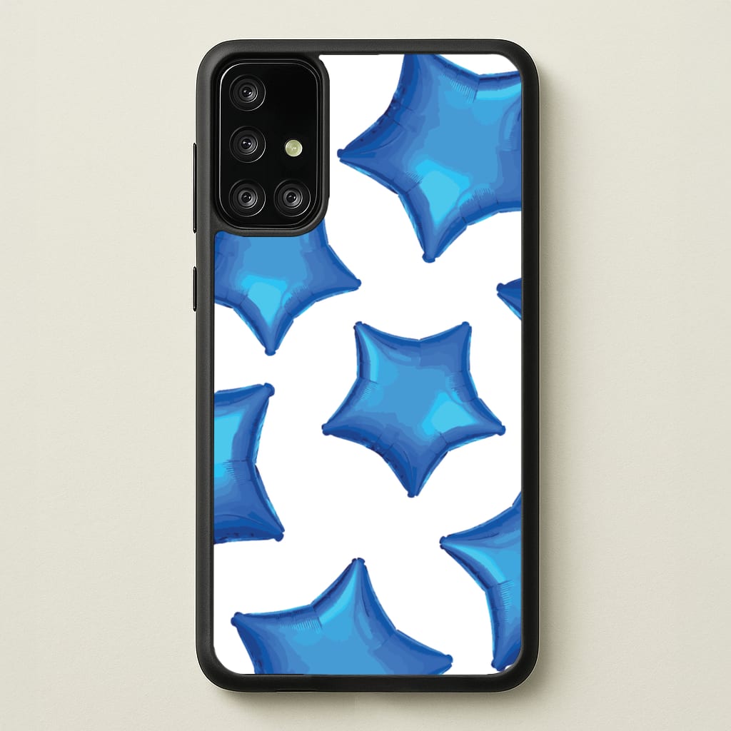 Blue Star Balloons Pattern - Clean Girl Aesthetic Phone Case for Galaxy A71