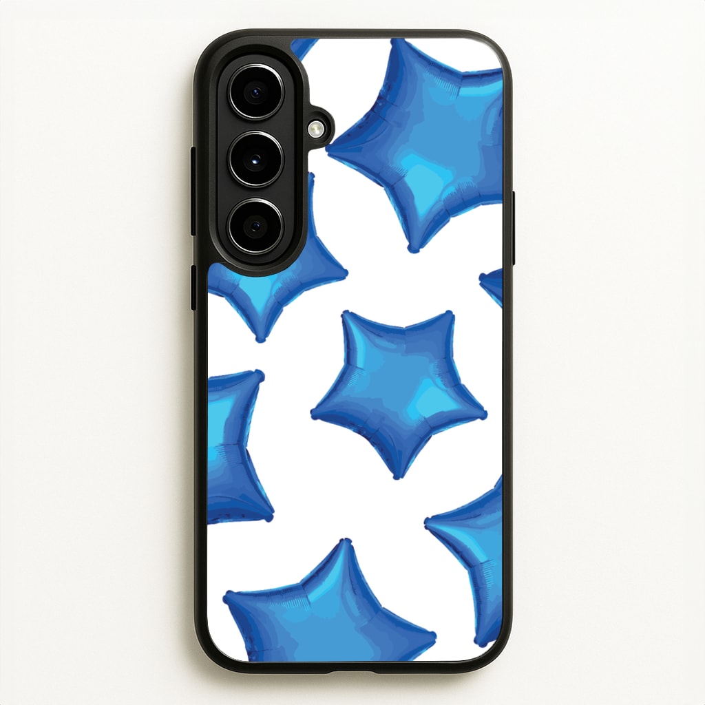 Blue Star Balloons Pattern - Clean Girl Aesthetic Phone Case for Galaxy A56