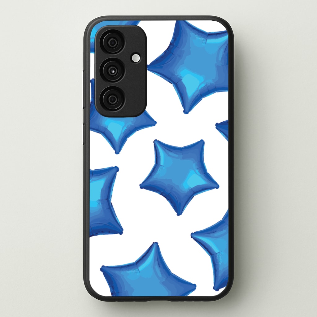 Blue Star Balloons Pattern - Clean Girl Aesthetic Phone Case for Galaxy A55