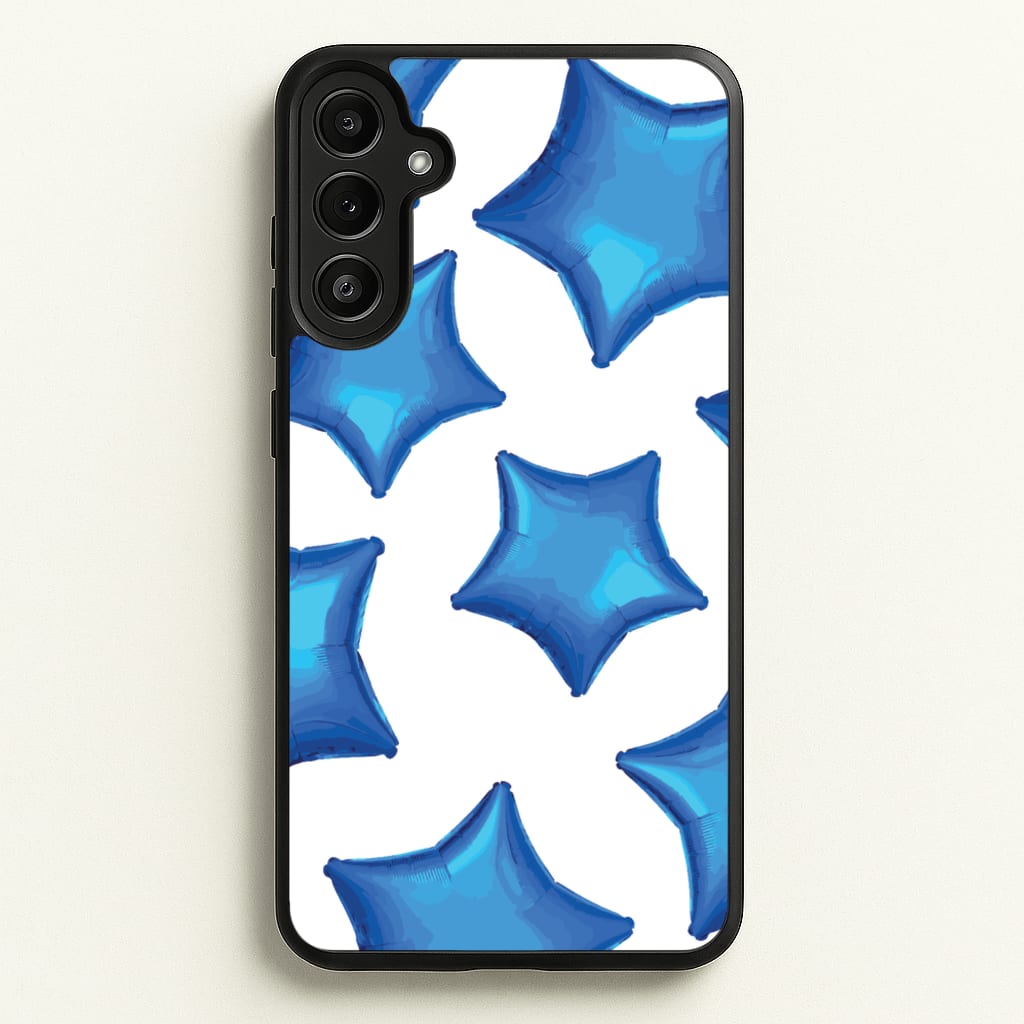 Blue Star Balloons Pattern - Clean Girl Aesthetic Phone Case for Galaxy A34