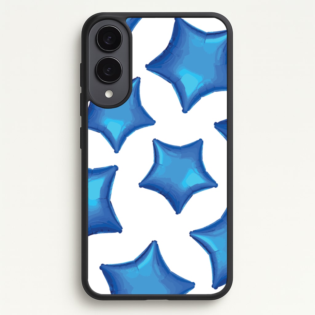 Blue Star Balloons Pattern - Clean Girl Aesthetic Phone Case for Galaxy S25 Edge