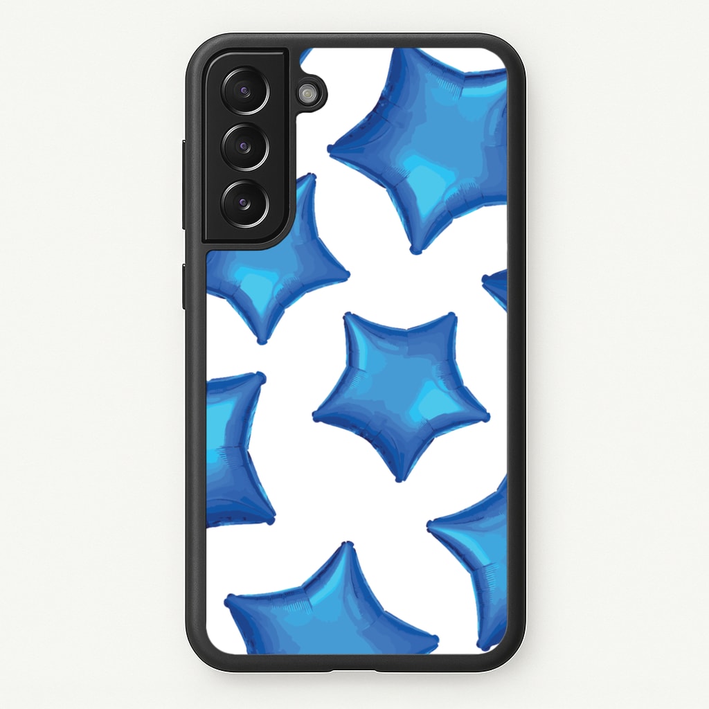 Blue Star Balloons Pattern - Clean Girl Aesthetic Phone Case for Galaxy S21FE