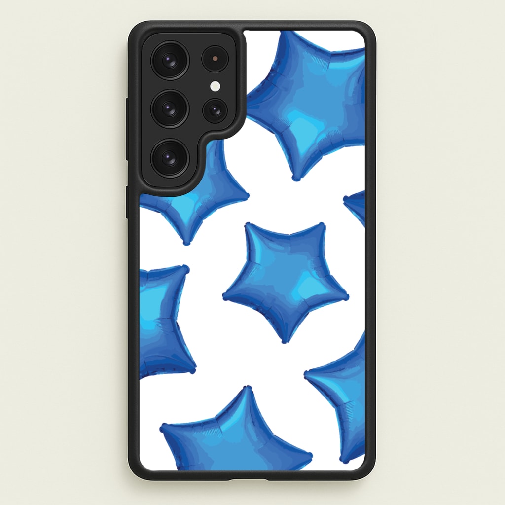 Blue Star Balloons Pattern - Clean Girl Aesthetic Phone Case for Galaxy S23 Ultra
