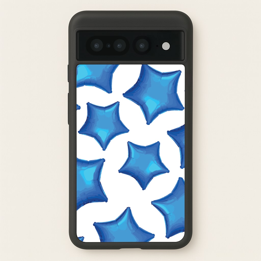 Blue Star Balloons Pattern - Clean Girl Aesthetic Phone Case for Google Pixel 7 Pro