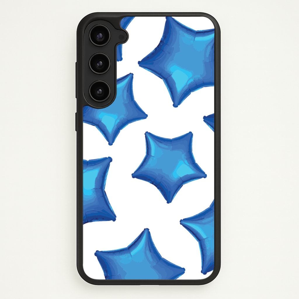 Blue Star Balloons Pattern - Clean Girl Aesthetic Phone Case for Galaxy S23