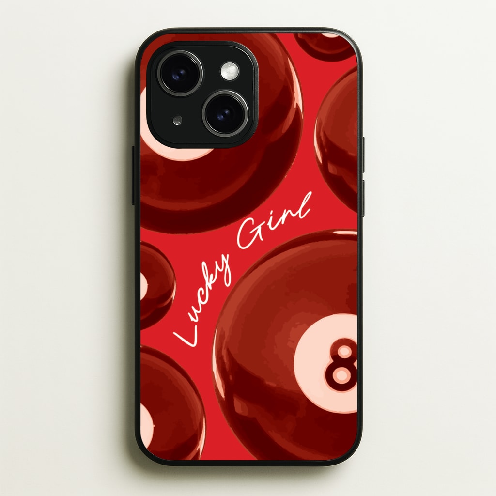 8-Ball Lucky Girl Pattern - Clean Girl Aesthetic Phone Case for iPhone 15 Plus