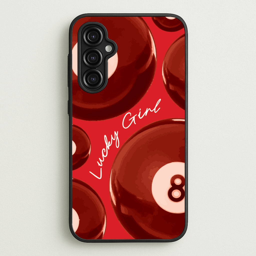 8-Ball Lucky Girl Pattern - Clean Girl Aesthetic Phone Case for Galaxy A14