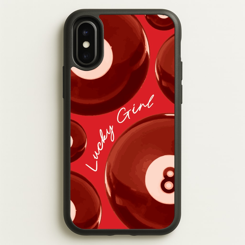 8-Ball Lucky Girl Pattern - Clean Girl Aesthetic Phone Case for iPhone X / XS