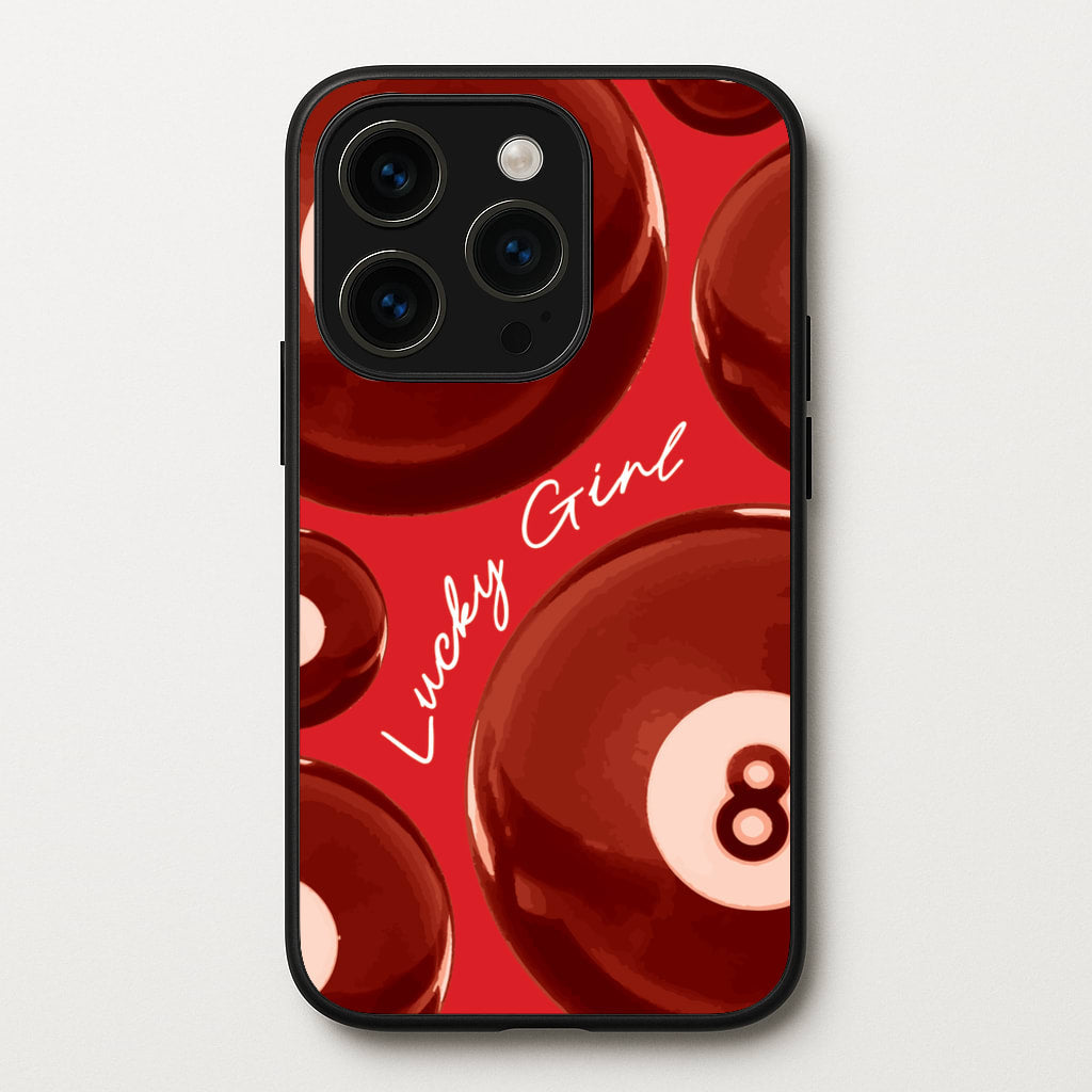 8-Ball Lucky Girl Pattern - Clean Girl Aesthetic Phone Case for iPhone 14 Pro Max