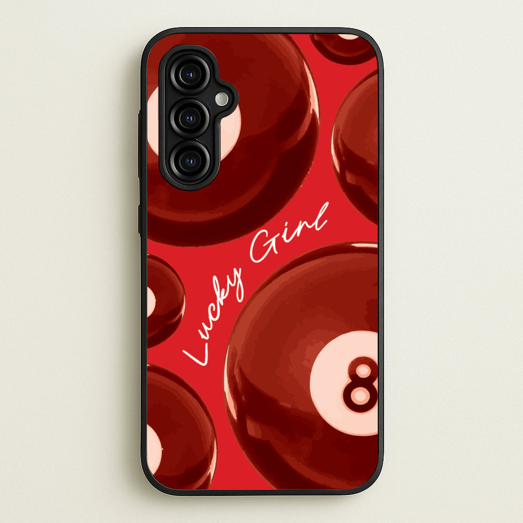 8-Ball Lucky Girl Pattern - Clean Girl Aesthetic Phone Case for Galaxy A54