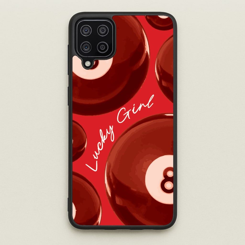 8-Ball Lucky Girl Pattern - Clean Girl Aesthetic Phone Case for Galaxy A12