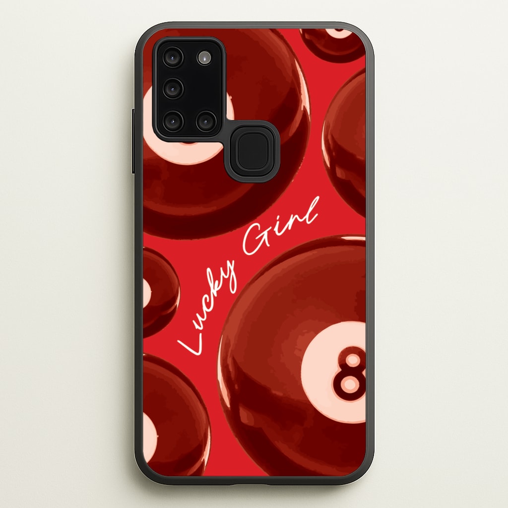 8-Ball Lucky Girl Pattern - Clean Girl Aesthetic Phone Case for Galaxy A21s