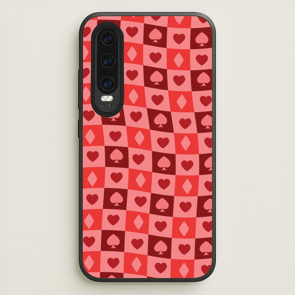 Card Suits Pattern Red - Clean Girl Aesthetic Phone Case for Huawei P30