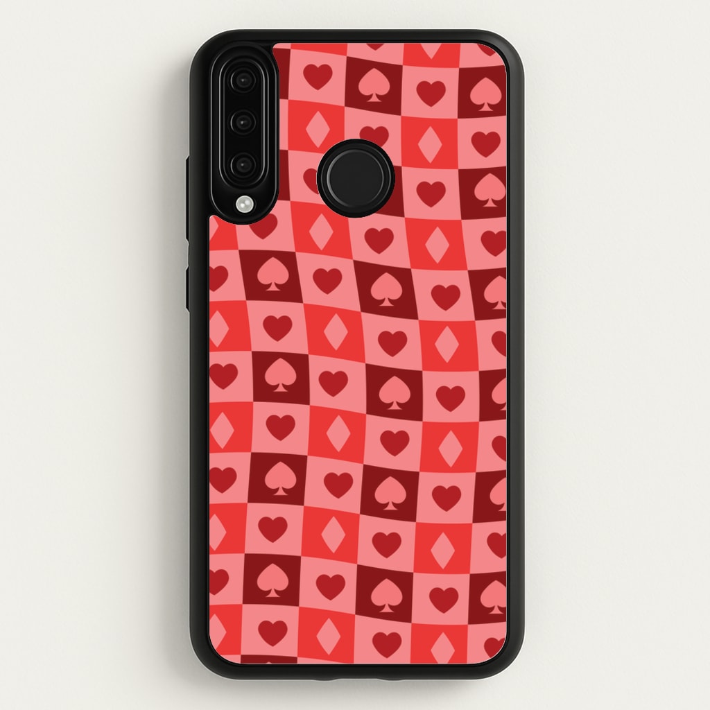Card Suits Pattern Red - Clean Girl Aesthetic Phone Case for Huawei P30 Lite