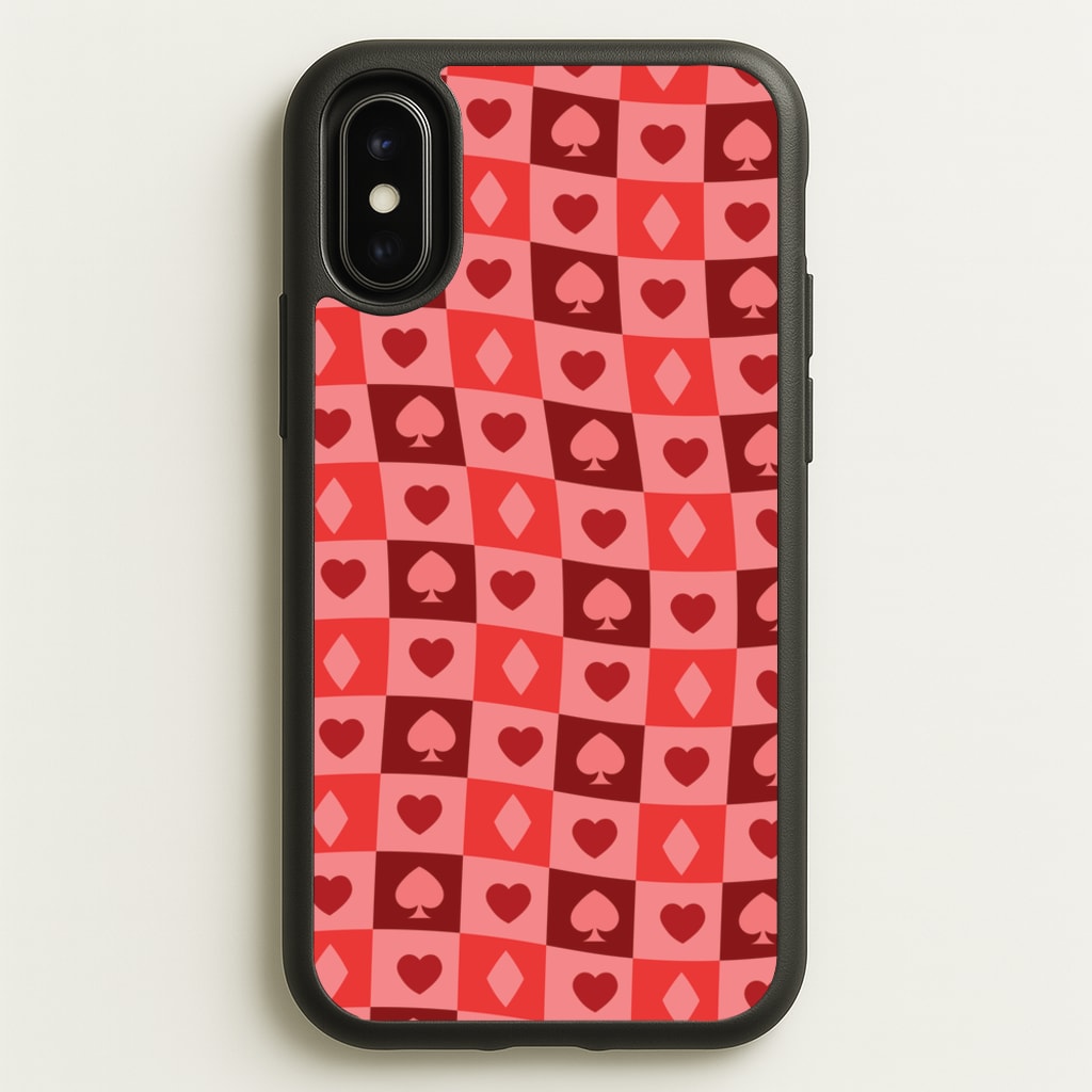 Card Suits Pattern Red - Clean Girl Aesthetic Phone Case for iPhone X / XS