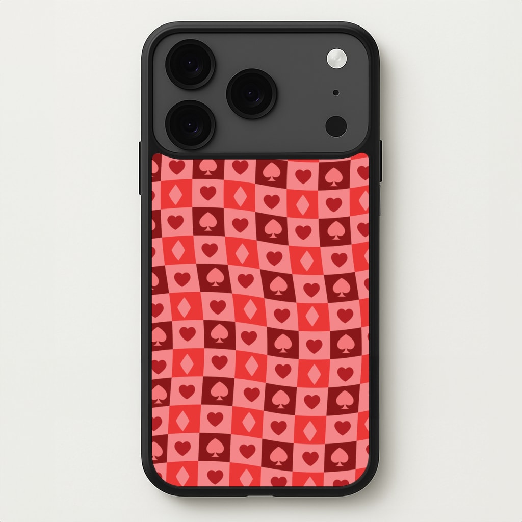 Card Suits Pattern Red Phone Case for iPhone 17 Pro Max