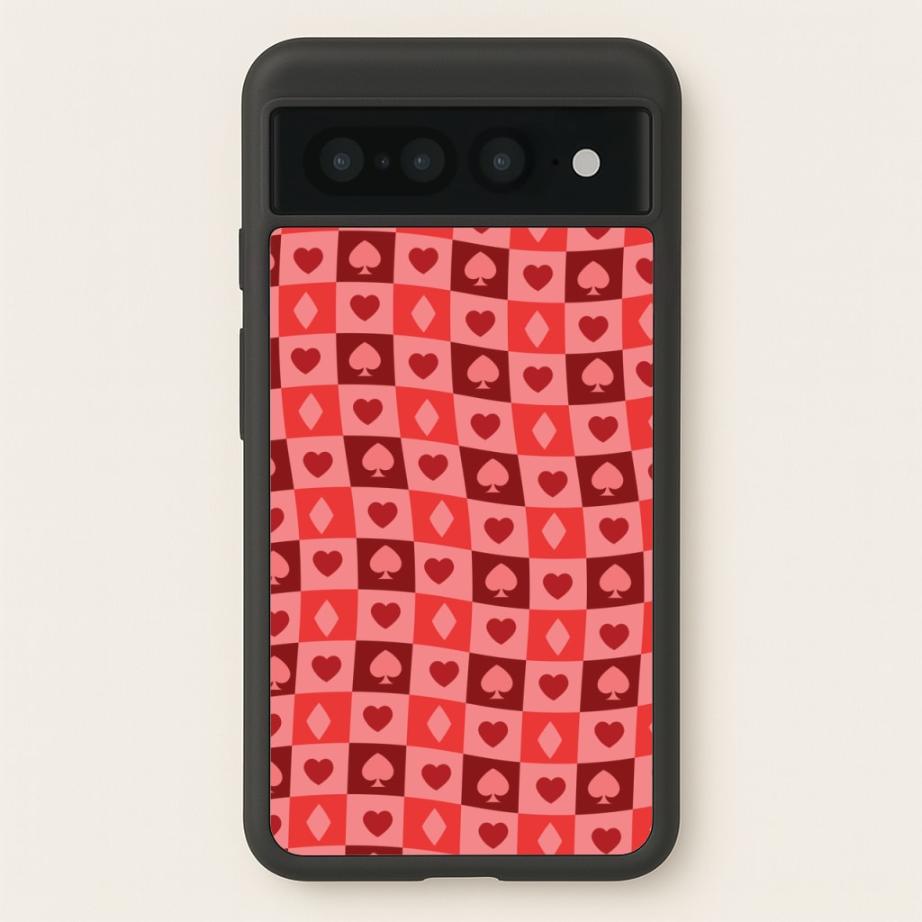Card Suits Pattern Red - Clean Girl Aesthetic Phone Case for Google Pixel 7 Pro