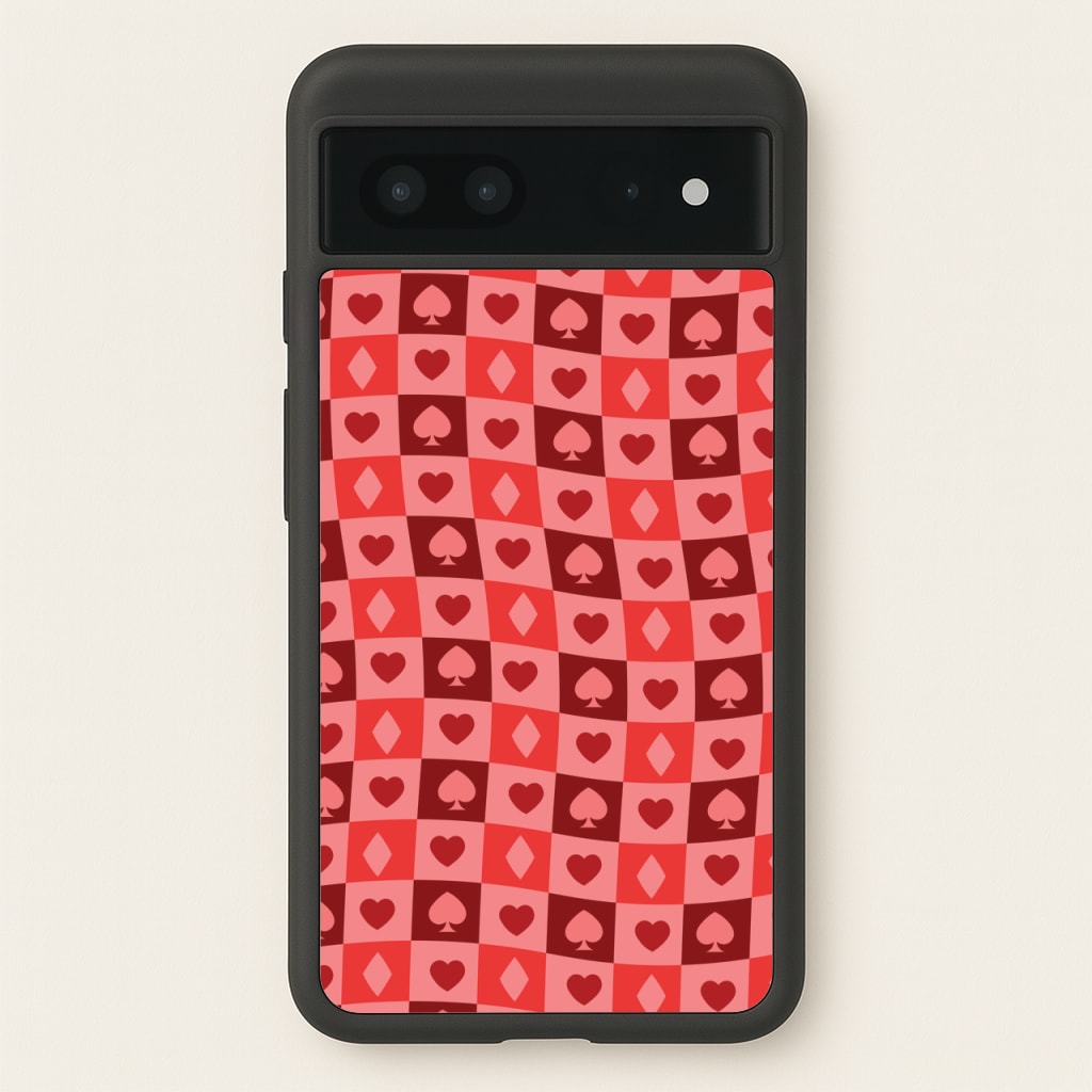 Card Suits Pattern Red - Clean Girl Aesthetic Phone Case for Google Pixel 7