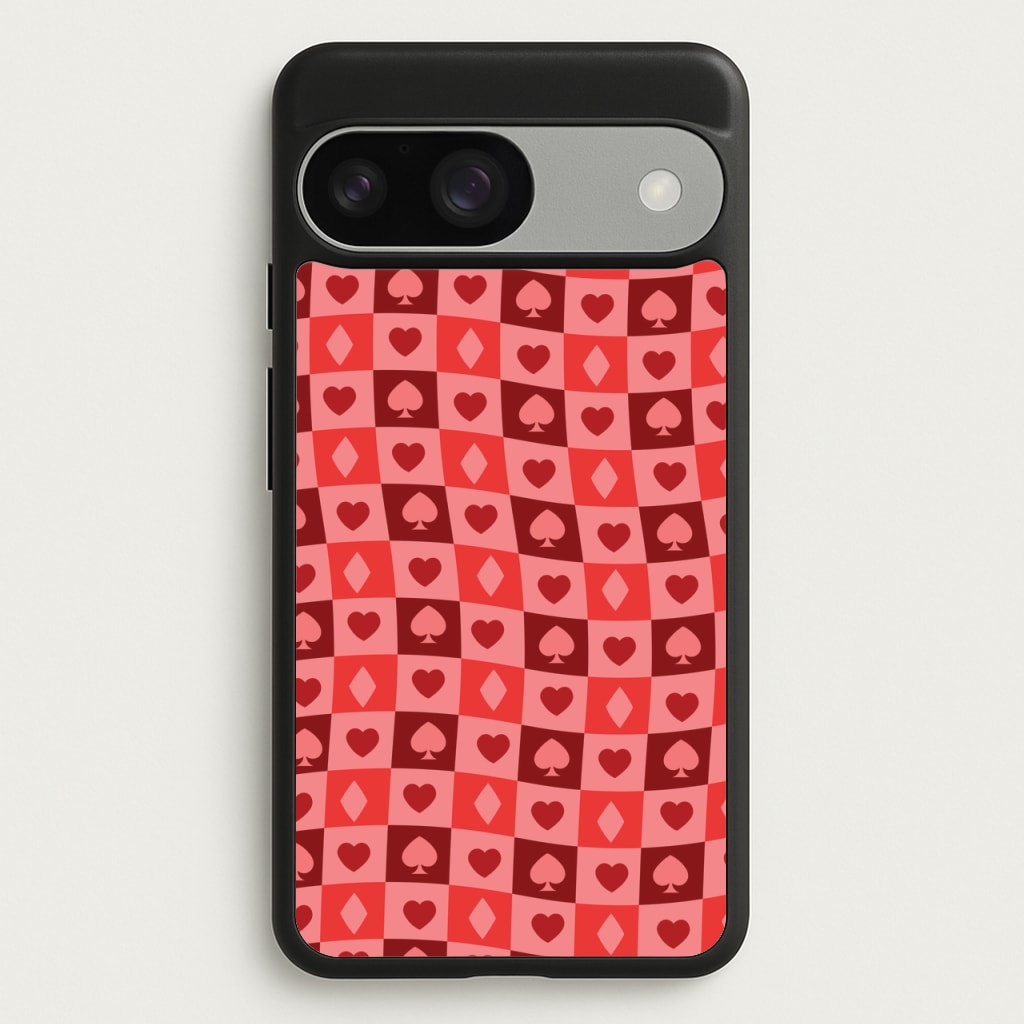 Card Suits Pattern Red - Clean Girl Aesthetic Phone Case for Google Pixel 9 / 9 Pro