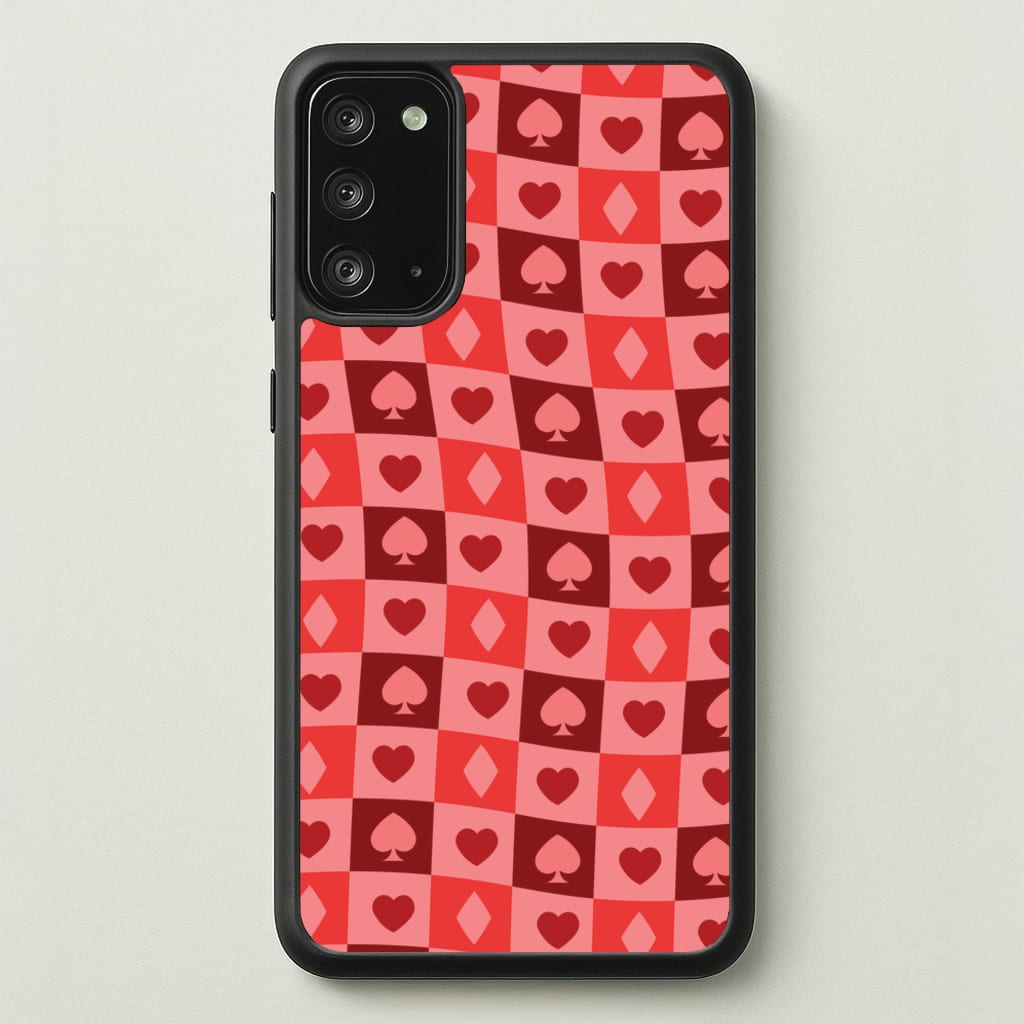 Card Suits Pattern Red - Clean Girl Aesthetic Phone Case for Galaxy Note 20