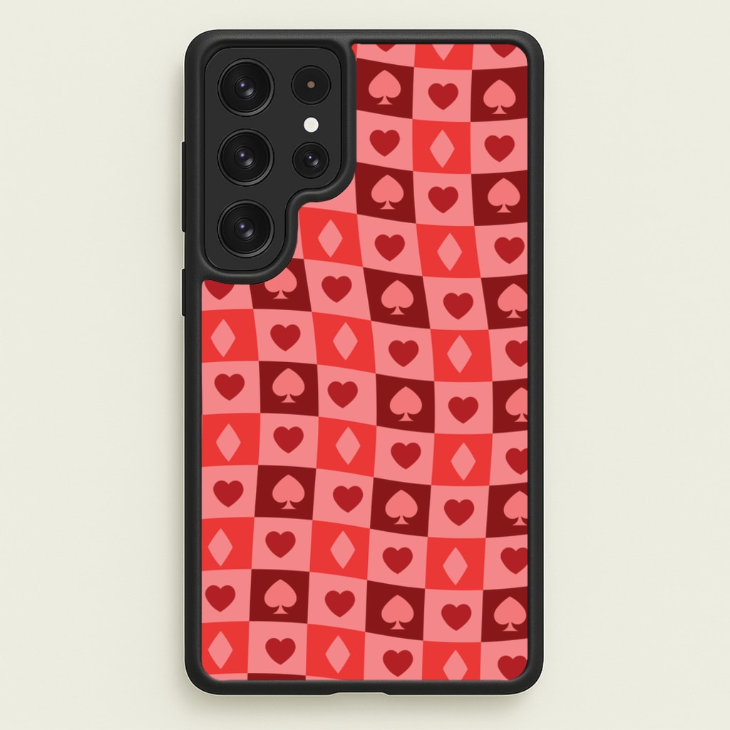 Card Suits Pattern Red - Clean Girl Aesthetic Phone Case for Galaxy S22 Ultra