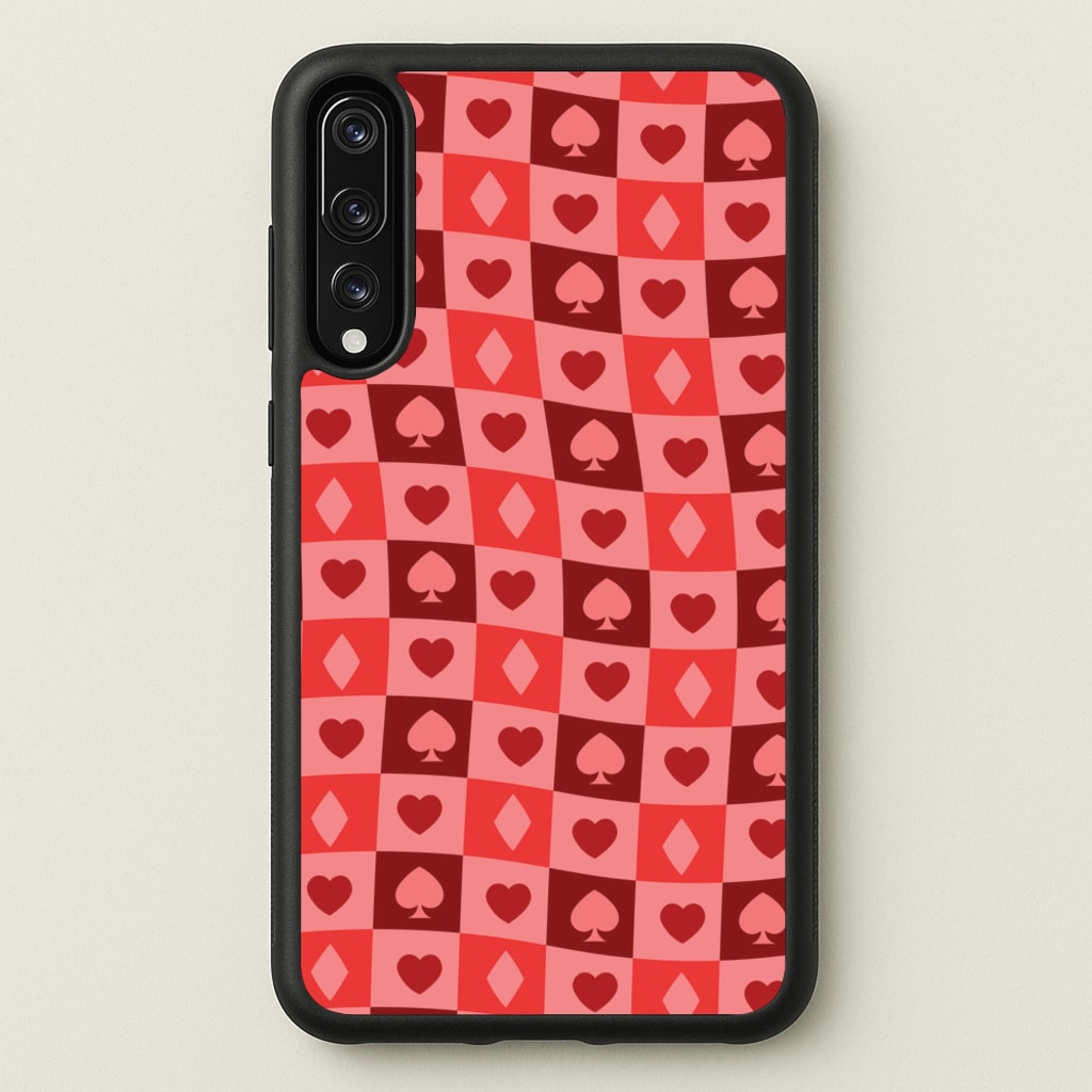 Card Suits Pattern Red - Clean Girl Aesthetic Phone Case for Huawei P20 Pro